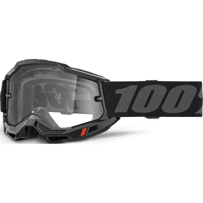 100% Accuri 2 Enduro Moto Goggle - Black - Clear Lens Genuine