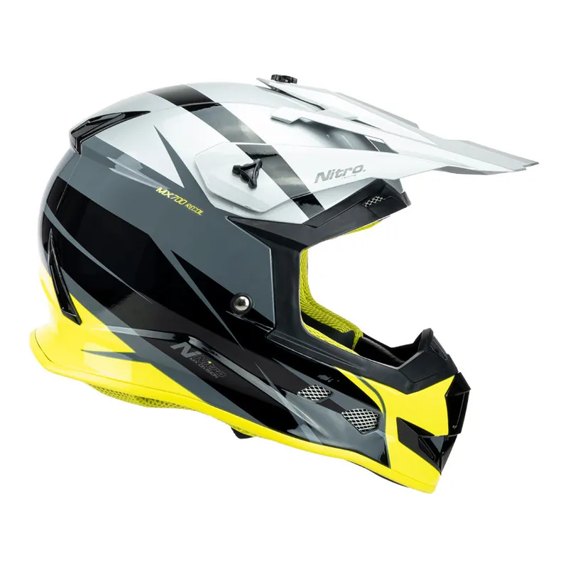 Worldwide Shipping Nitro MX700 Recoil Helmet - Grey/Black/Fluro Yellow - M