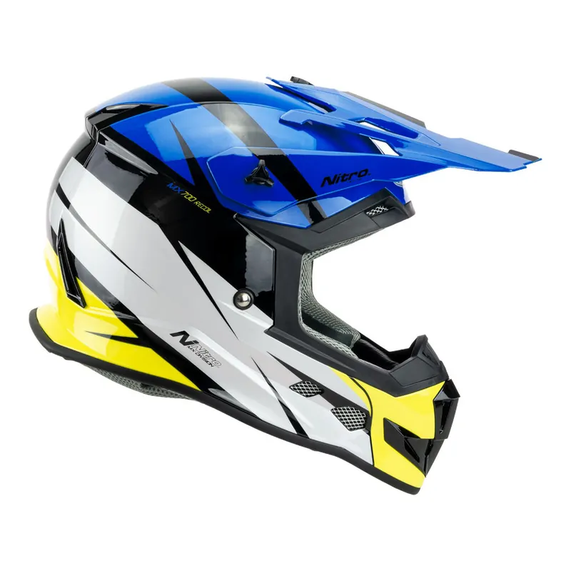 Worldwide Shipping Nitro MX700 Recoil Helmet - Black/Blue/White/Fluro Yellow - L