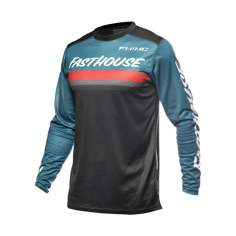 Free Delivery Fasthouse Youth Carbon Force LS Jersey - Teal - YXS