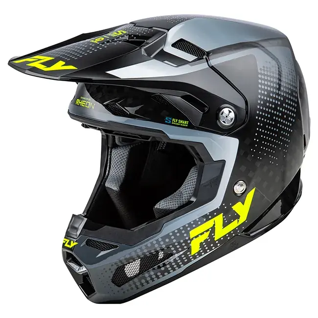 Worldwide Shipping Fly Racing Youth Formula S Protocol Carbon MX Helmet - Black/Grey/Hi-Vis - YL