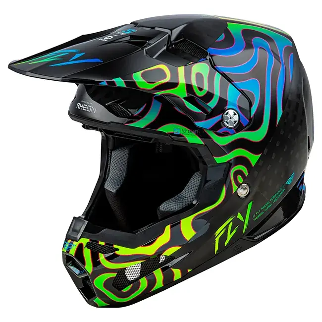 Worldwide Shipping Fly Racing Youth Formula S Zen Carbon MX Helmet - Black/Blue/Yellow - YL