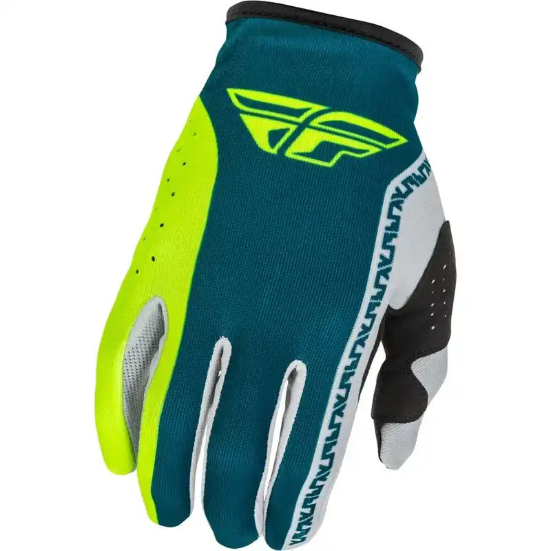 Worldwide Shipping Fly Racing 2026 Lite MX Gloves - Grey/Lime/Teal - M