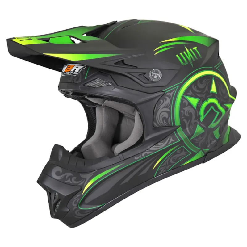Wholesale M2R Exo Unit Victorian MX Helmet (PC-4F) - Green - XS