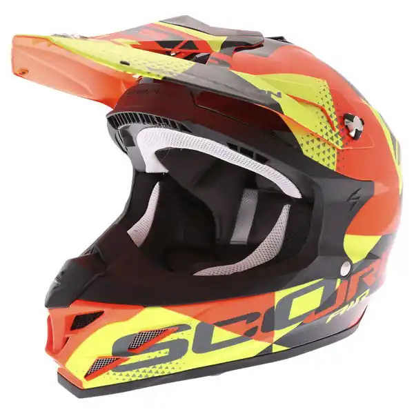 Authentic Scorpion Vx 15 Akra Helmet Black Orange Yellow