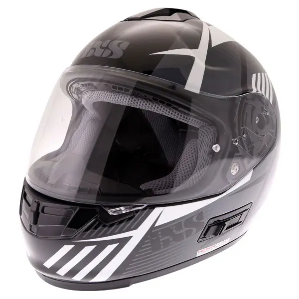 Luxury IXS HX444 Angle Helmet Black White Silver