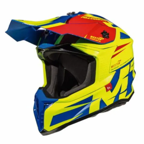 Latest MT Falcon Weston Helmet Blue Fluo Yellow Red
