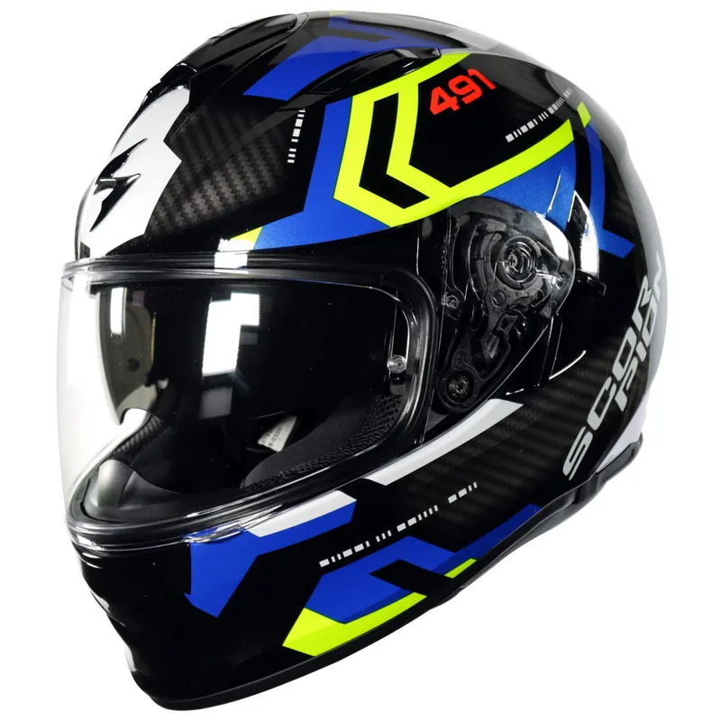 Affordable Scorpion EXO 491 Spin Helmet Black Blue Yellow